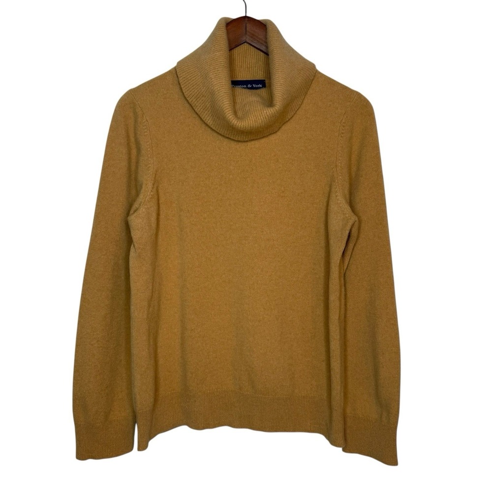 Preston & York Sweater Cashmere Lambswool Turtleneck XL Ribbed Trim